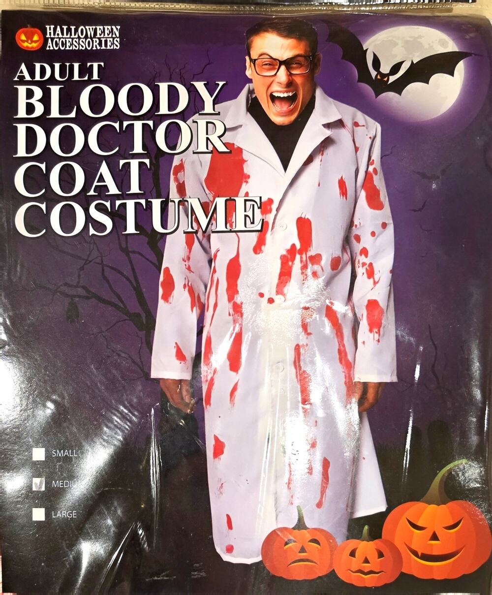 Adult Bloody Red Doctor White Lab Coat Halloween Costume Unisex Medium